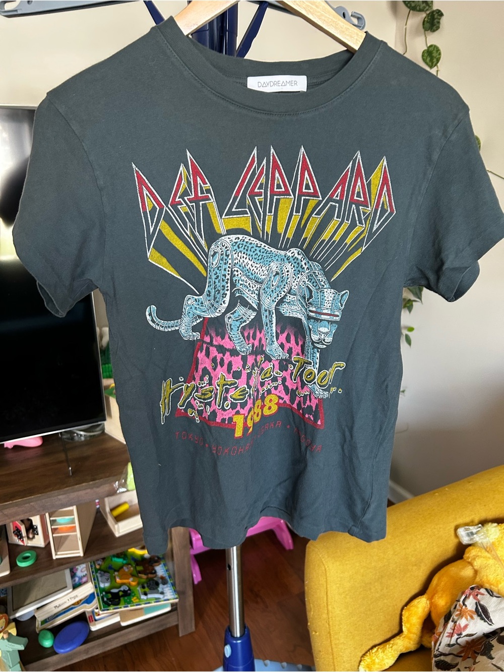 Daydreamer Def Leppard Graphic Tee — Black with Multicolor Print